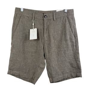 Porter & Ash New Linen Cotton Blend Shorts Mens 30 Sustainable Preppy Brown Tan